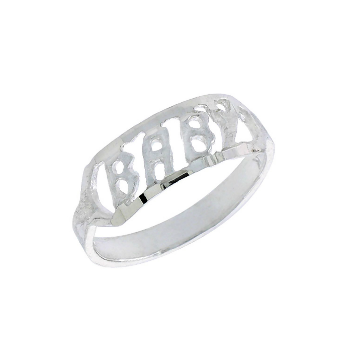 Baby and Children's Rings:  Sterling Silver B A B Y Rings sized 1 - 3