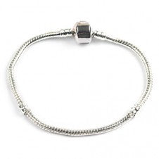 Children's Bracelets:  Silver Plated European Style Starter Bracelets 18cm  (7 inches for 6.5 inch wrist)