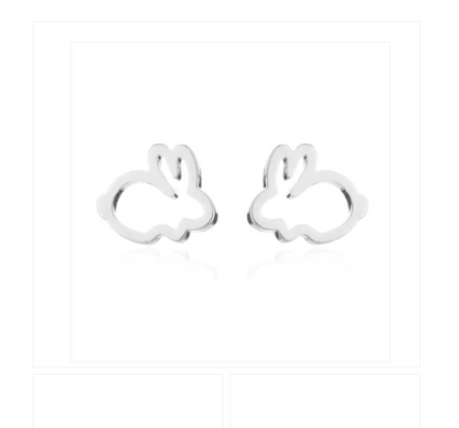 Baby and Children's Earrings:  Surgical Steel, Gold IP Open Bunny Rabbits