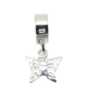 Mothers' Children's and Baby Beads:  Sterling Silver Dangling Butterfly Bead