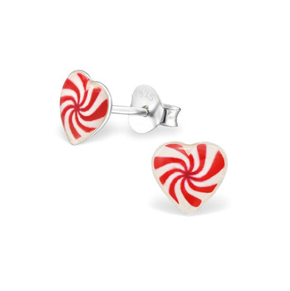 Children's Earrings:  Sterling Silver Spiral Heart Studs