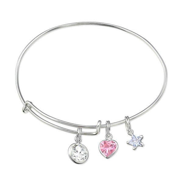 Children's Bangles:   Sterling Silver Children's Charm Bangles with 3 Charms