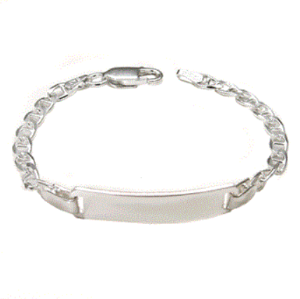 Children's Bracelets:  Sterling Silver, Sturdy, Italian, Marina ID Bracelets for Children with Gift Box