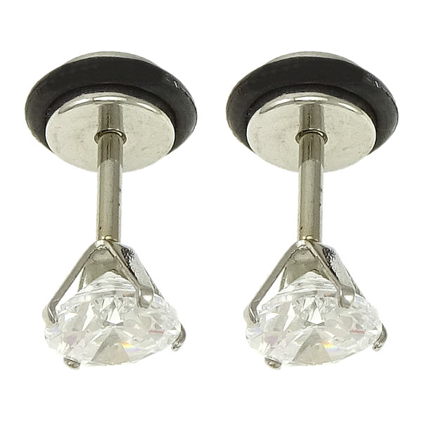 Mothers' and Teens' Earrings:  Titanium 7mm Clear AAA CZ with Easy Grip Screw Backs