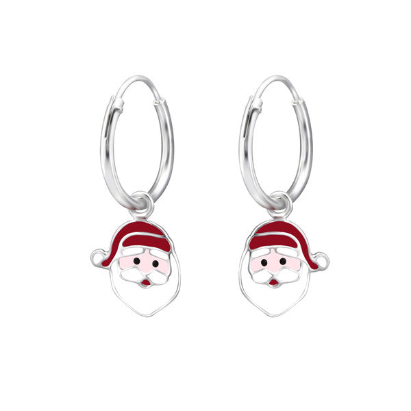 Children's Earrings:  Sterling Silver Children's Sleepers with Santa