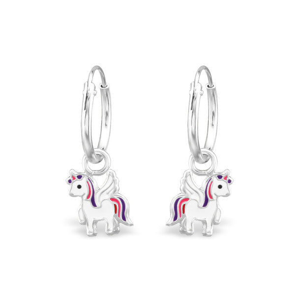 Children's Earrings:  Sterling Silver Sleepers with Unicorns