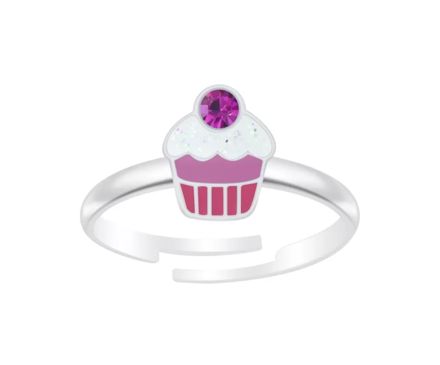 Children's Rings:  Sterling Silver Adjustable Cupcake Rings