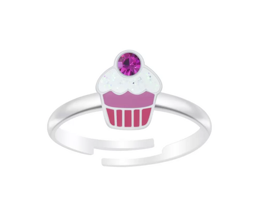 Children's Rings:  Sterling Silver Adjustable Cupcake Rings