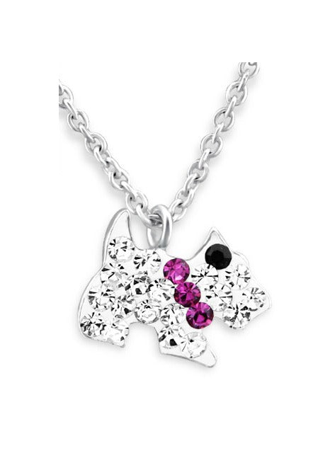 Children's Necklaces:  Sterling Silver Crystal Dog Necklaces