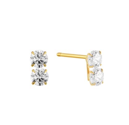 Baby and Children's Earrings:  14k Gold Double 3mm AAA CZ Studs with Screw Backs and Gift Box