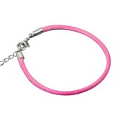 Baby Bracelets:  Pink Woven Leather bracelets with Steel Fittings.