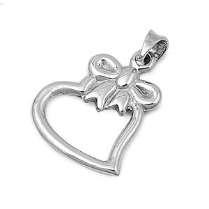 Children's Necklaces:  Sterling Silver Bow on Heart on Your Choice of Chain Length