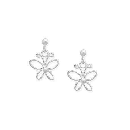 Children's Earrings:  Sterling silver Butterfly Dangle Earrings