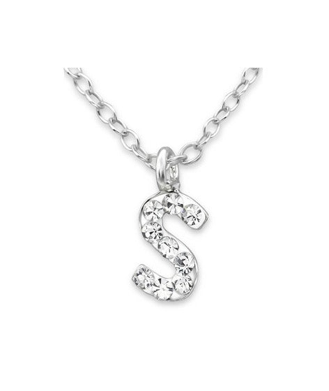 Baby and Children's Necklaces:  Sterling Silver CZ Initial "S" Necklace