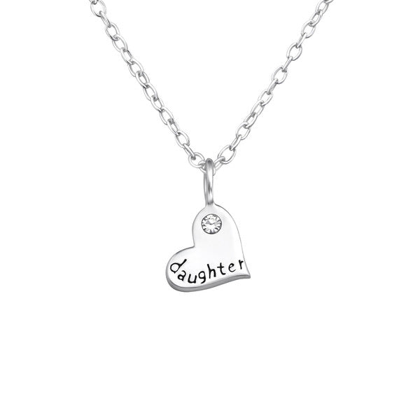 Children's Necklaces:  Sterling Silver "Daughter" Heart Necklace