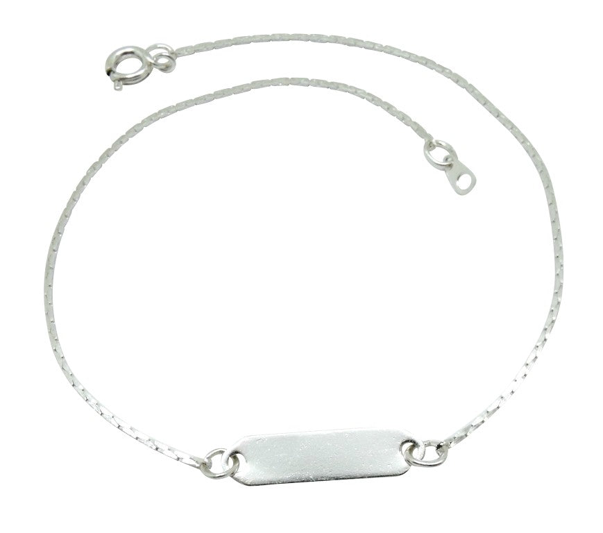 Children's Anklets:  Silver Plated Anklet with ID plate