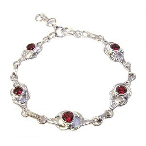 Children's Bracelets:  Sterling Silver, Genuine Garnet Bracelets Ages 3 - 8