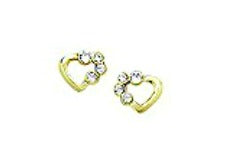 Children's Earrings:  14k Over Sterling Silver Hearts with CZ