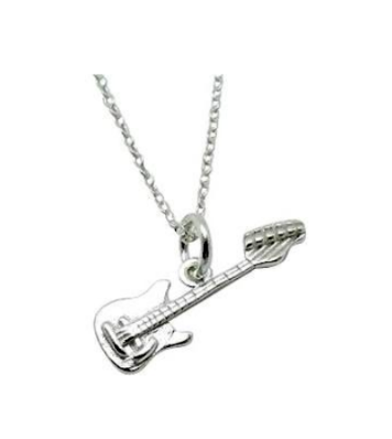 Children's Necklaces:  Sterling Silver Italian-made Guitar Necklaces on Your Choice of Chain Length