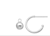 Children's and Teens' Earrings:  Sterling Silver Half Hoops with Ball Dangles
