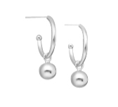 Children's and Teens' Earrings:  Sterling Silver Half Hoops with Ball Dangles