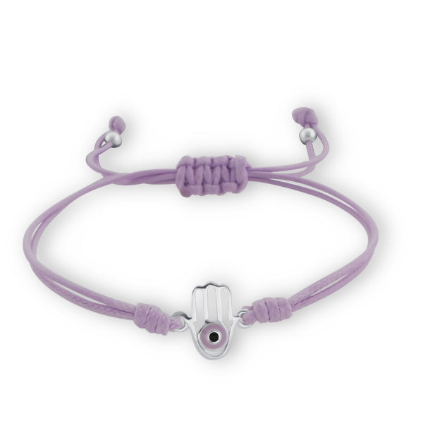 Children's Bracelets:  Sterling Silver Hamsa on Adjustable Cotton Friendship Bracelet