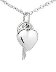 Children's, and Teens' Necklaces:  Sterling Silver "Key to my Heart" Necklace