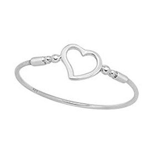 Children's Bangle:  Sterling Silver Open Heart Bangles