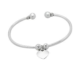 Children's Bangles:  Sterling Silver Cuff Bangles with Hearts