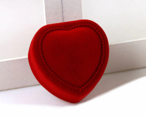 Gift Boxes:  Red Velvet Heart Shaped Earrings/Ring Gift Boxes