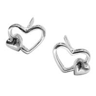 Children's Earrings:  Sterling Silver "Heart on Heart" Earrings