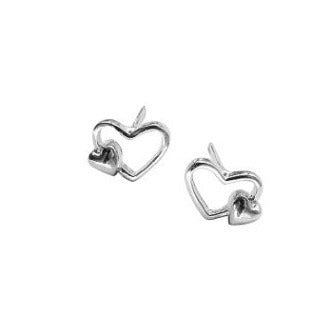 Children's Earrings:  Sterling Silver "Heart on Heart" Earrings