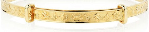 Baby Bangles:  9k Gold Expanding Nursery Bangles for Newborns with Gift Box