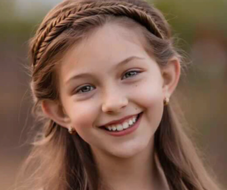 CZ huggies in gold surgical steel with white AAA CZ worn by a young girl, showcasing sophistication and elegance.