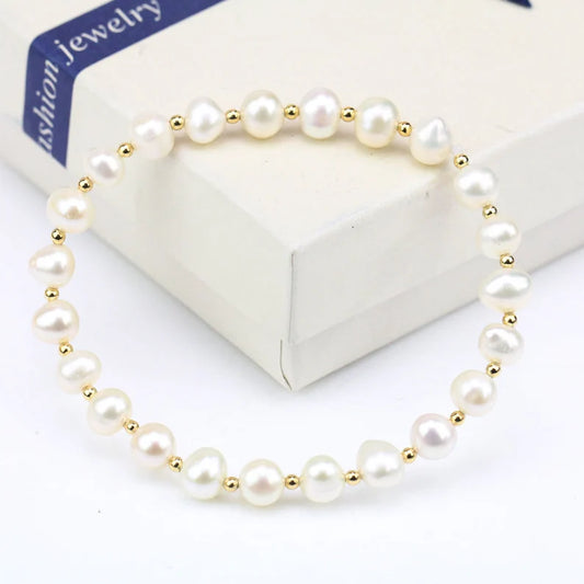 Children's Bracelets:  Gold Plated, 7mm Lavender Freshwater Pearl Stretch Bracelets