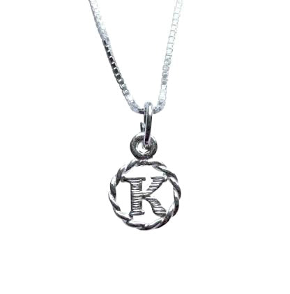 Baby and Children's Necklaces:  Sterling Silver Initial K Necklaces
