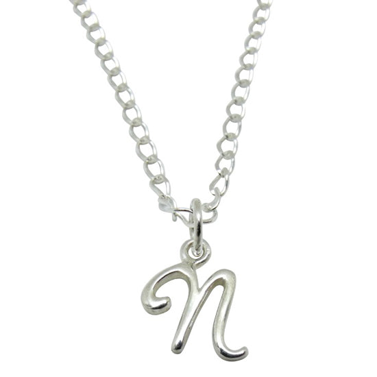 Baby and Children's Necklaces:  Sterling Silver Initial "N"