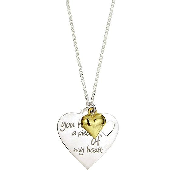 Children's and Teens' Necklaces:  Sterling Silver Message Necklace with Gold Heart