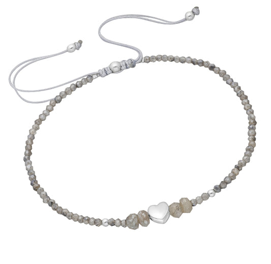 Children's Bracelets:  Sterling Silver, Genuine Flashy Labradorite, Extension Bracelets