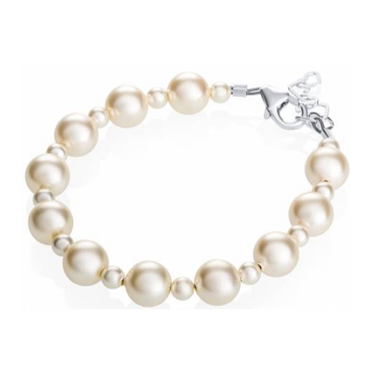 Children's Bracelets:  Sterling Silver Ivory Swarovski Pearl Bracelets (Large)