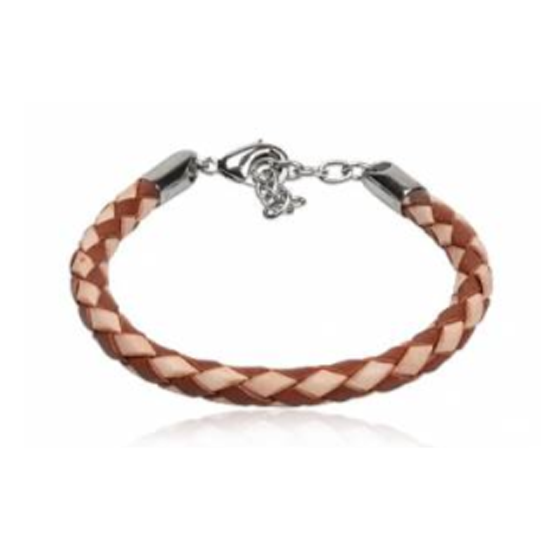 Children's, Teens' and Mothers' Bracelets:  Woven Leather Extension Bracelets 18cm + 2.5cm.  Light and Dark Brown - SPECIAL OFFER