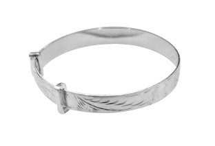 Baby Bangles:  Sterling Silver, Adjustable, Extra Wide Bangles Newborn to 18 Months/2 Years