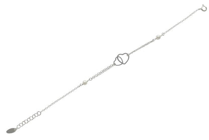Mothers' Bracelets:  Sterling Silver, Freshwater Pearl Linked Hearts for Mother/Daughter Gift