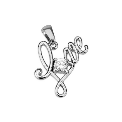Children's Pendants:  Surgical Steel "Love" Pendant with CZ