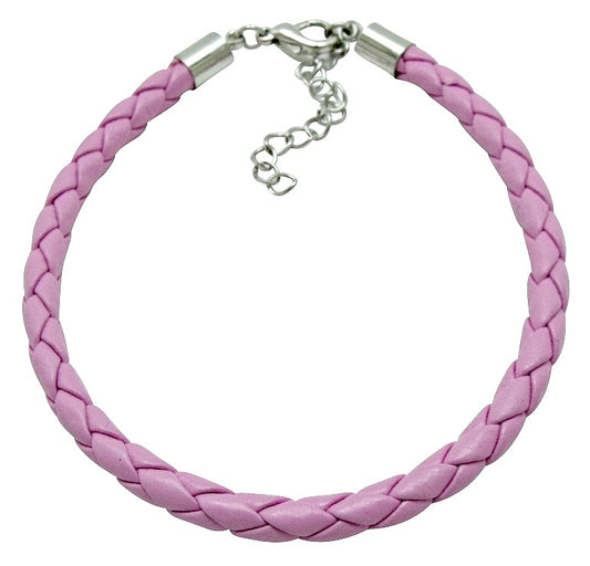 Teenagers' and Mothers' Bracelets:  Pink Woven Leather Bracelets