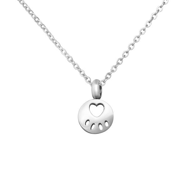 Children's Necklaces:  Surgical Steel Paw Disc on 16" (40cm) Chain