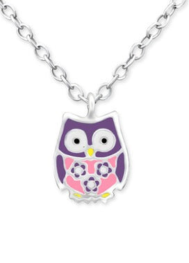 Children's Necklaces:  Sterling Silver Owl Necklace on 38cm Chain