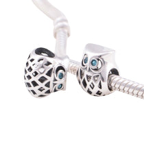 Children's European Beads:  Sterling Silver Owl Beads