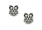 Children's Earrings:  Sterling Silver Oxidised Owls with CZ Eyes