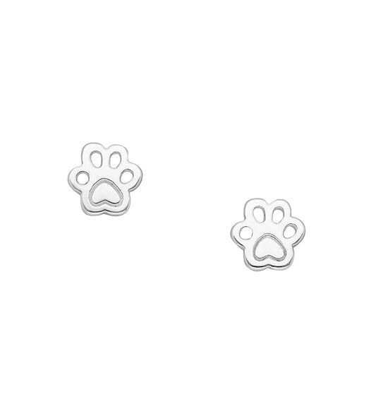 Baby Earrings:  Sterling Silver Paw Print Earrings